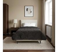 Couette d'été anthracite 135 x 200 cm en microfibre et polaire en peluche - Couette respirante avec garnissage en fibres - Couette facile d'entretien pour lit d'enfant - Couette toute l'année