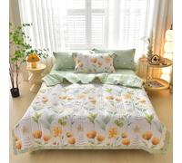 Couette D'été Édredon, Douce et Respirante réversible Couverture en Microfibre- Courtepointe Légère Et Respirante Couvre Lit 2 Personnes Matelassé Lavable en Machine (Rêve d'été, 100*150CM)