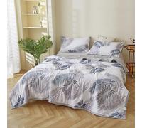 Couette D'été Édredon, Douce et Respirante réversible Couverture en Microfibre- Courtepointe Légère Et Respirante Couvre Lit 2 Personnes Matelassé Lavable en Machine (Feuilles D'été, 100*150CM)