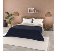 Couette d'été en Microfibre Couleur Unie, Basic, Bleu foncé/Gris Clair, 250x240cm