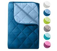 Couette d'été en microfibre - Design réversible - 200x200 cm - Certifié Oeko-Tex - Bleu foncé et bleu - Lavable à 95°C - Camping et journées chaudes - Sans housse