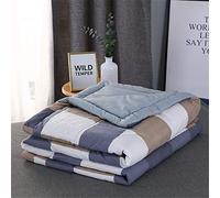 Couette d'été fraîche, printemps, automne et hiver, 100 % fibre de polyester de coton, anti-allergique. (Grande grille bleue, 200 x 230 cm, 1,5 kg)