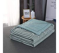 Couette d'été fraîche, printemps, automne et hiver, 100 % fibre de polyester de coton, hypoallergénique. (rayures vertes, 180 x 220 cm, 1,2 kg)