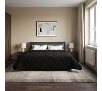 Couette d'été noire 220 x 240 cm en microfibre polaire respirante pour chambre à coucher - Couette légère avec rembourrage en fibres - Lavable en machine - Certifié Oeko-Tex