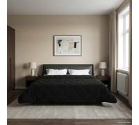Couette d'été noire - 220 x 260 cm - En microfibre polaire - Respirante - Double face - Couette légère pour chambre à coucher - Lavable - Convient aux personnes allergiques