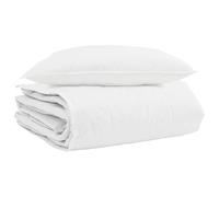 Couette d'hiver 200 x 135 cm blanche en plumes de canard avec oreiller 2 | Matelassé, lavable à 40 °C, respirant, utilisation intérieure, ensemble avec oreiller