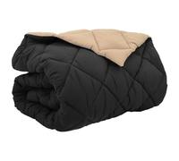 Couette d'hiver en microfibre, 240 x 260 cm, noir/taupe, avec garnissage en polyester, couette respirante, antiallergique, facile d'entretien, idéale comme couette toute l'année pour des nuits chaudes
