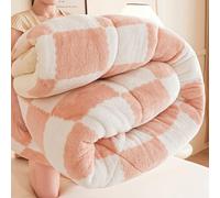Couette D'hiver en Velours À Damier Double Face, Couverture Épaisse et Moelleuse, Lavable/lavable en Machine, Antistatique, Literie en Peluche Luxueuse(Pink,59x79in(2.5kg))