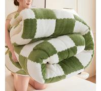 Couette D'hiver en Velours À Damier Double Face, Couverture Épaisse et Moelleuse, Lavable/lavable en Machine, Antistatique, Literie en Peluche Luxueuse(Green,59x79in(2.5kg))