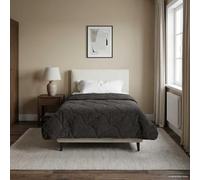 Couette d'hiver matelassée - Anthracite - 155 x 200 cm - En microfibre polaire - Double face - Respirante - Chaude - Lavable - Confortable - Pour les nuits froides - Chambre à coucher