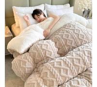 Couette d'hiver nordique chaude en velours d'agneau et cachemire, parure de lit double épaisse pour un confort douillet