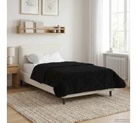Couette d'hiver rembourrée - Noir - 135 x 200 cm - Microfibre - Polaire - Respirante - Lavable - Pour chambre à coucher - Couette toute l'année - Chaleur confortable
