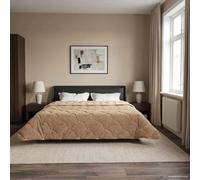 Couette d'hiver taupe, 240 x 260 cm, microfibre et polaire en peluche, respirante, douce, lavable, confortable pour chambre à coucher