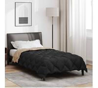 Couette d'hiver Vidaxl 200 x 135 cm microfibre noir et taupe matelassée - Oeko-Tex