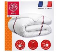 Couette CHAMPS DE LIN 200x200 cm chaude 450 g/m² anti-acariens blanc