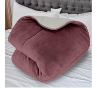 Soleil d'ocre, Couette doublée Polaire Microfibre 140x200 cm Bicolore Vieux Rose et Ivoire