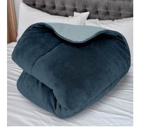 Couette doublée polaire microfibre 220x240 cm BICOLORE bleu ciel et marine, par Soleil d'ocre
