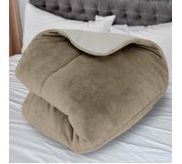 Couette doublée polaire microfibre 220x240 cm BICOLORE ivoire et sable, par Soleil d'ocre