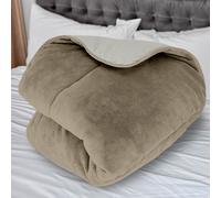 Soleil d'ocre, Couette doublée Polaire Microfibre 220x240 cm Bicolore Ivoire et Sable