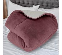 Soleil d'ocre, Couette doublée Polaire Microfibre 220x240 cm Bicolore Vieux Rose et Ivoire