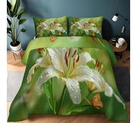 Couette Douce Lavable 220 x 240 cm pour Lit, Couverture Chaude Réversible Vert Sarcelle - Couette Anti-acariens et Légère Nature Fleurs Papillons Feuilles pour Enfants Filles Garçons et Adolescents