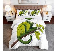 Couette Douce Minimalisme Animal Singe Feuilles 200x200 cm, Style Cartoon Édredon Légère pour Lit - Blanc Couverture 4 Saisons Courtepointe Lavable en Machine pour Enfants Filles Garçons Adolescents
