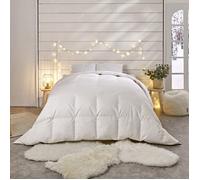 Couette Duvet Naturelle Chaude 260x240cm - 90% Duvet de Canard 10% plumettes - Enveloppe 100% percale de coton - BLEU CALIN