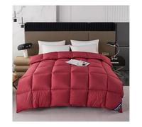 Couette en Duvet Confort Hiver, Tres Chaude Épais Garnissage, 150/180/200/220 1/2 Personne Couette pour L’Hiver, Plumes d'oie et Duvet Doux et Moelleux (Rouge,220x240cm(4kg))