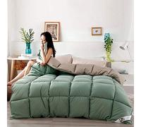 Couette en duvet d'oie blanche, extra légère et fine avec housse 100 % coton, tissu anti-acariens et anti-allergique (vert, 150 x 200 cm, 4 kg)