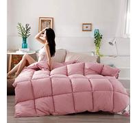 Couette en duvet d'oie blanche, extra légère et fine avec housse 100 % coton, tissu anti-acariens et anti-allergique (rose, 200 x 230 cm, 4 kg)