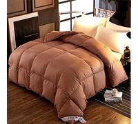 Couette en duvet d'oie blanche pour toutes les saisons - Sensation semblable au duvet - Classique hypoallergénique et chaude avec languettes d'angle - Très grand lit - Marron - 150 x 200 cm - 3 kg