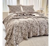 Couette en Gaze Coton 100% Réversible 2 Linges Oreiller 4 Couches Aérées | Couverture De Canapé Confort Toute Saison Literie Chambre Salon Détente Maison(F03,150x200cm(59.1"x78.7"))