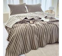 Couette en Gaze Coton 100% Réversible 2 Linges Oreiller 4 Couches Aérées | Couverture De Canapé Confort Toute Saison Literie Chambre Salon Détente Maison(F12,200x230cm(78.7"x90.6"))