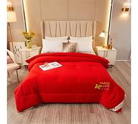 Couette en Microfibre 4 Saisons, Doux Confort Chaude Edredon, Hypoallergénique Anti Acariens Édredon Duvet Hiver Couverture (Rouge,220x240cm(2kg))