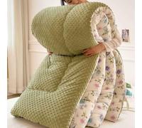 Couette en peluche double face - Couette épaisse en velours granulaire - Isolation chaude - Couverture d'hiver - Motif hibiscus - King Size - 180 x 220 cm - 4 kg - Literie confortable