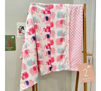 Couette En Polaire Épaisse Pour,Couverture Double Face Pour Bébé,Emmailloter Les Enfants,Dessin,Doux Et Confortable - Type Pink Elephant-75x120cm