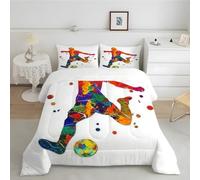 Couette Enfant 140x200 Imprimée à Motif Football Multicolore Couette 1 Personne 4 Saisons, Réversible et Lavable, Microfibre Douce Sport Tendance Décoration Chambre MD&5