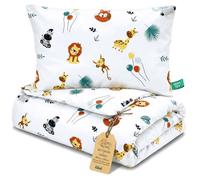 Totsy Baby Couette Enfant en Coton 80x80 Couverture pour Bebe Parure Duvet pour lit bébé 80 x 80 cm et Oreiller 40 x 35 cm Oeko-Tex Safari