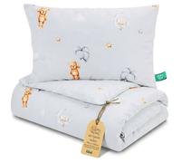 Totsy Baby Couette Enfant en Coton 50x70 Couverture pour Bebe Parure Duvet pour lit bébé 50 x 70 cm et Oreiller 40 x 35 cm Oeko-Tex Ours en Peluche