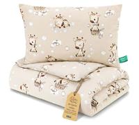 Couette enfant en Coton 90x120 couverture pour bebe Parure Duvet pour lit bébé 90 x 120 cm et Oreiller 60 x 40 cm Girafes