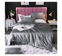 Couette Ensemble Queen Silk Libert Set Couvercle Double Satin Soft Soft 4 Piece Couvre-Couvre-Coquette Adulte Flat Flat Litch Soft Complete (Rose, 1,5/1,8 m de lit)