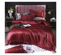 Couette Ensemble Queen Silk Libert Set Couvercle Double Satin Soft Soft 4 Piece Couvre-Couvre-Coquette Adulte Flat Flat Litch Soft Complete (Rose, 1,5/1,8 m de lit)