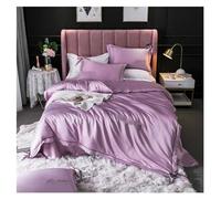 Couette Ensemble Queen Silk Libert Set Couvercle Double Satin Soft Soft 4 Piece Couvre-Couvre-Coquette Adulte Flat Flat Litch Soft Complete (Rose, 1,5/1,8 m de lit)