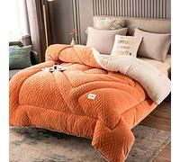 Couette épaisse et chaude au lait d'hiver, couette double taille for toutes les saisons, couette en cachemire, lavable en machine, for la maison, la chambre à coucher ( Couleur : Orange , Size : 220x2