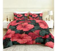 Couette Été 140x200 Fleurs Tropical Couette sans Housse Hibiscus Rouge