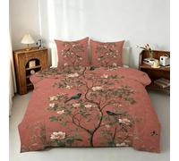 Couette Été 240x220 Botanique Imprimée, Fleurs Couette sans Housse 2 Personnes en Microfibre, Réversible Ultra Douce Parure lit 3 Pièces avec 2 Taie d'oreiller - 4 Saisons Lavable en Machine I&Lo278