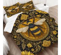 Couette Été 240x220 Moth Bohème Imprimée, Boho Fleurs Couette sans Housse 2 Personnes, Réversible Ultra Douce Parure lit 3 Pièces avec 2 Taie d'oreiller - 4 Saisons Lavable en Machine I&Jo101