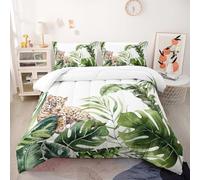 Couette Feuille Vert Tropical Couette Enfant Adultes Polyester Doux Respirable Confort Tout au Long de L'année avec Taie d'oreiller 50x75 cm Lavable Lit 2 Personnes 228x228 cm