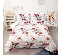 Couette Feuilles Rouge Orange Couette Enfant Adultes Polyester Doux Respirable Confort Tout au Long de L'année avec Taie d'oreiller 50x75 cm Lavable Lit 2 Personnes 228x228 cm