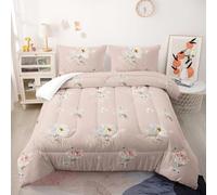 Couette Fleur Élégante Orange Couette Enfant Adultes Polyester Doux Respirable Confort Tout au Long de L'année avec Taie d'oreiller 50x75 cm Lavable Lit 2 Personnes 228x228 cm